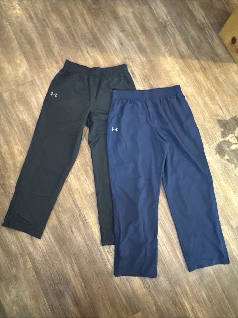 Under Armour Mens Athletic Track Pants Blue & Black Zip Leg Loose Fit Sz XL (2)